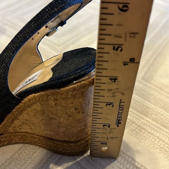 JIMMY CHOO Women’s Denim Cork/Espadrille Slingback Wedge Sandals Size 35.5 - Picture 7 of 7
